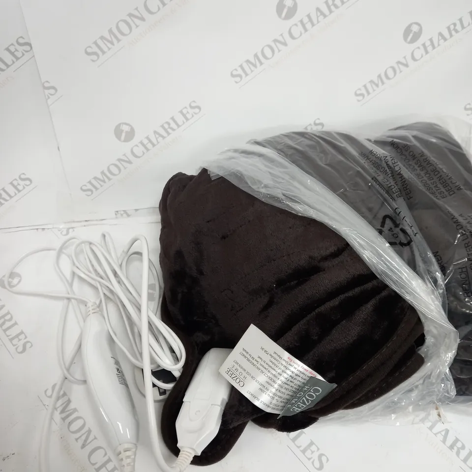 COZEE HOME HEATED PLUSH WEARABLE BLANKET - CHOCOLATE