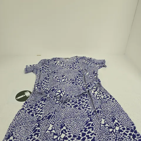 PURE & NATURAL WOMEN'S DRESS - UK SIZE S - PURPLE & WHITE ANIMAL PRINT - 100% VISCOSE
