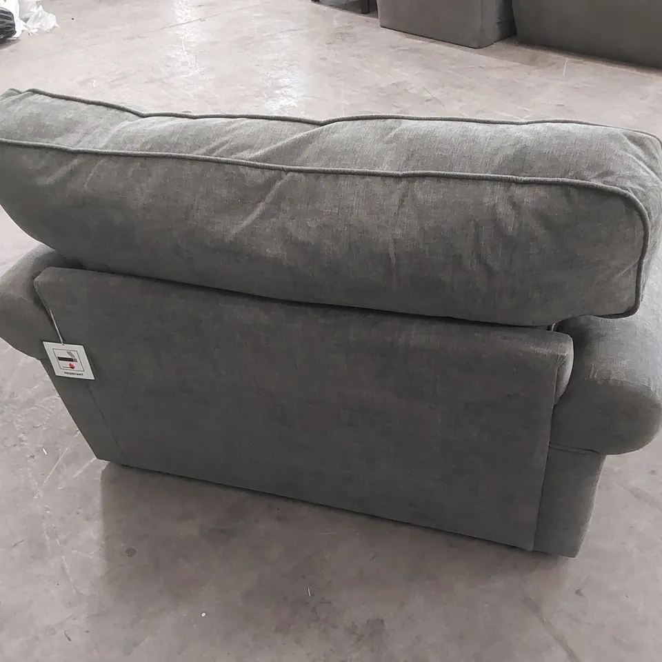 DESIGNER WIDE FABRIC UPHOLSTERED SNUGGLE CHAIR - GREY