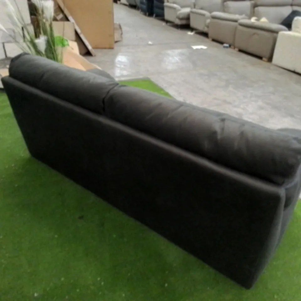 DESIGNER DANIELLE BLACK FAUX LEATHER THREE SEATER SOFA