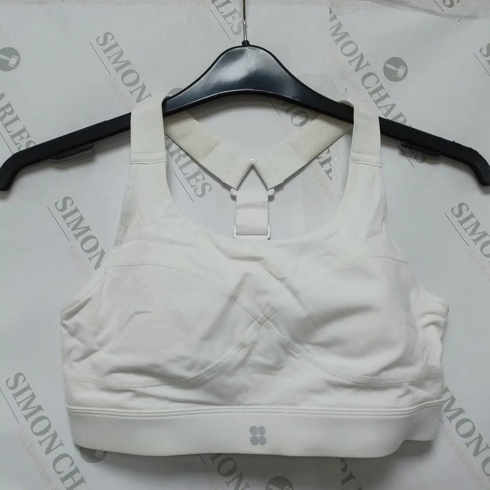 SWEATY BETTY POWER MEDIUM IMPACT SPORTS BRA IN WHITE - SMALL