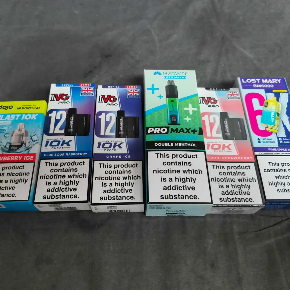 APPROXIMATELY 15 ASSORTED E-CIGARETTE AND VAPE PRODUCTS TO INCLUDE IVG, LOST MARY, DOJO ETC