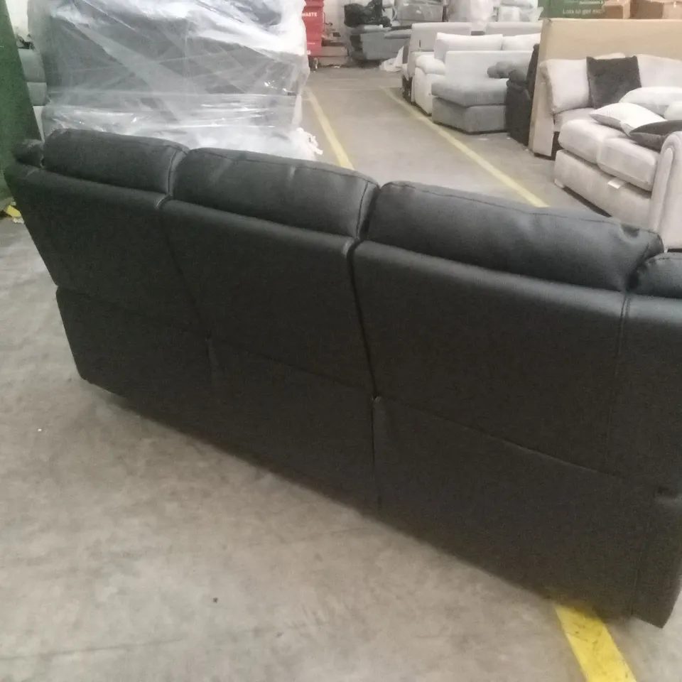 ALBION LUXURY FAUX LEATHER 3 SEATER HIGH BACK MANUAL RECLINER SOFA - BLACK RRP £749