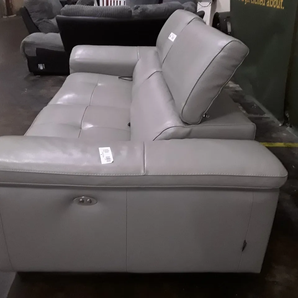 QUALITY ITALIAN DESIGNER LUCIO 3 SEATER 2 ELECTRIC MECHANISM SOFA - GREY LEATHER   