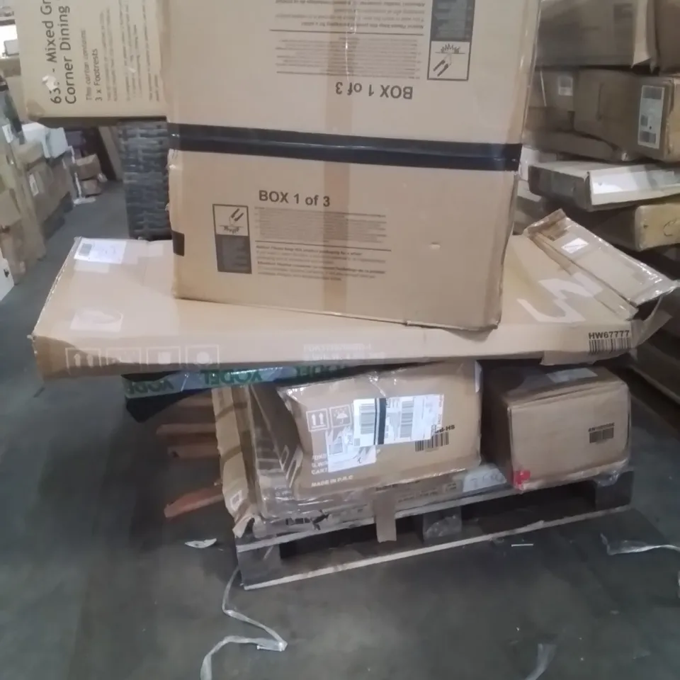PALLET OF ASSORTED FLATPACKED PRODUCTS AND ITEMS
