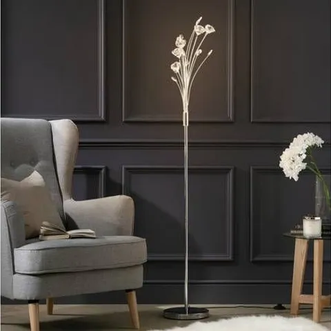 BOXED ROSA 5 LIGHT LED FLOWER FLOOR LAMP - SILVER