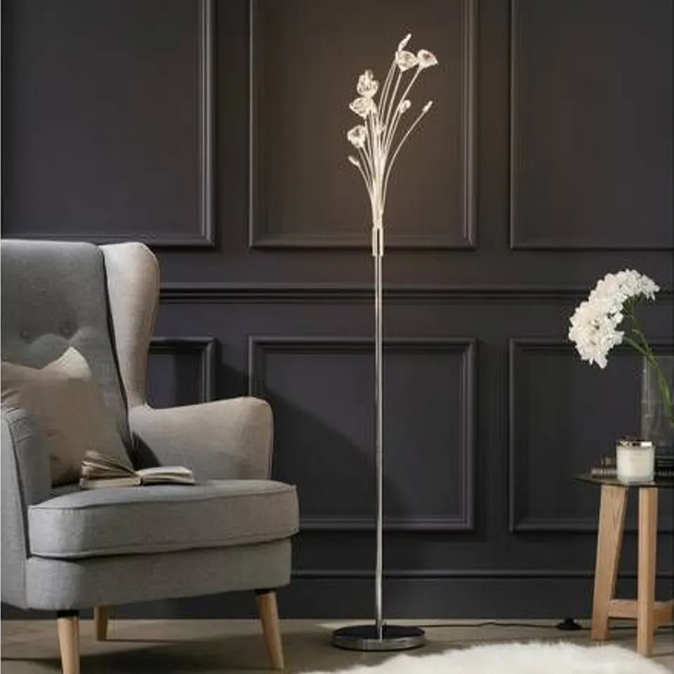 BOXED ROSA 5 LIGHT LED FLOWER FLOOR LAMP - SILVER