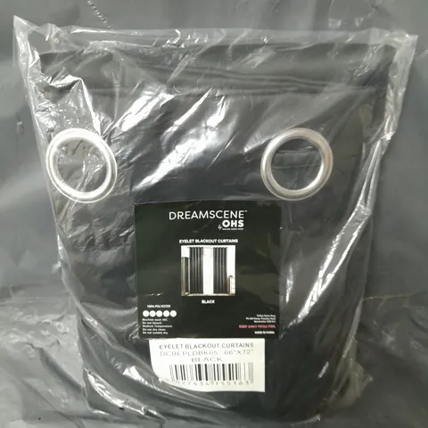 OHS DREAMSCENE EYELET BLACKOUT CURTAINS IN BLACK