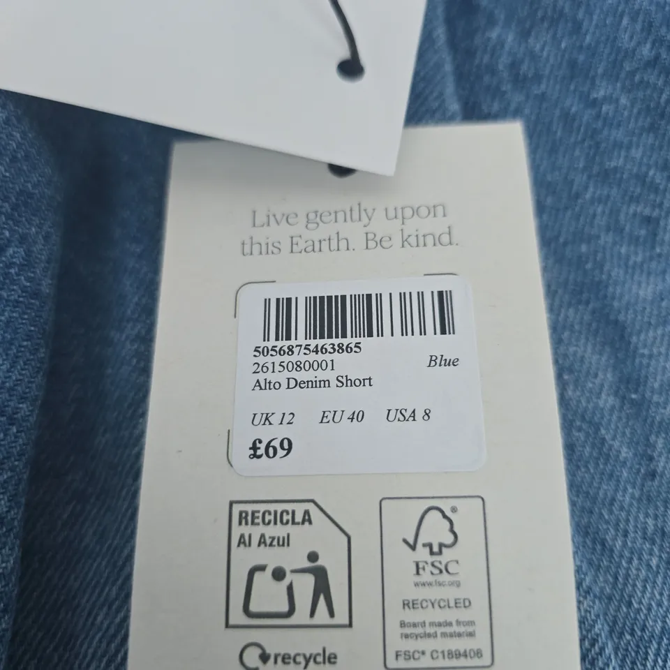 BAGGED NOBODYS CHILD ALTO DENIM SHORT – BLUE, UK 12