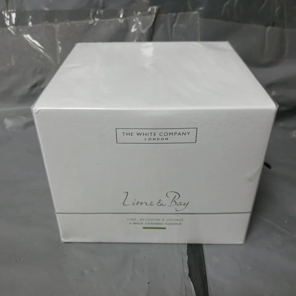 BOXED AND SEALED THE WHITE COMPANY LIME & BAY 2 WICK CERAMIC CANDLE