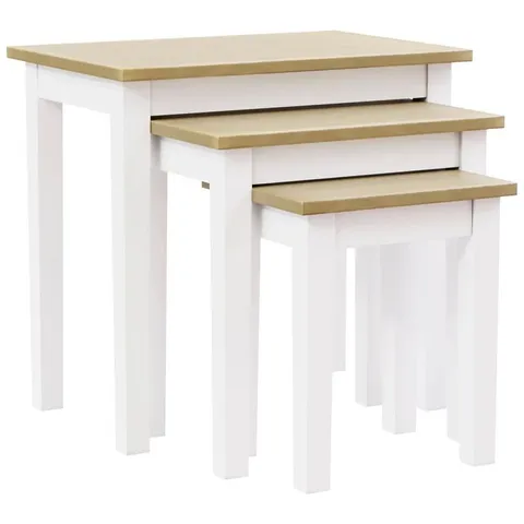 BOXED YORKSHIRE NEST OF 3 TABLES - OAK & WHITE (1 BOX)