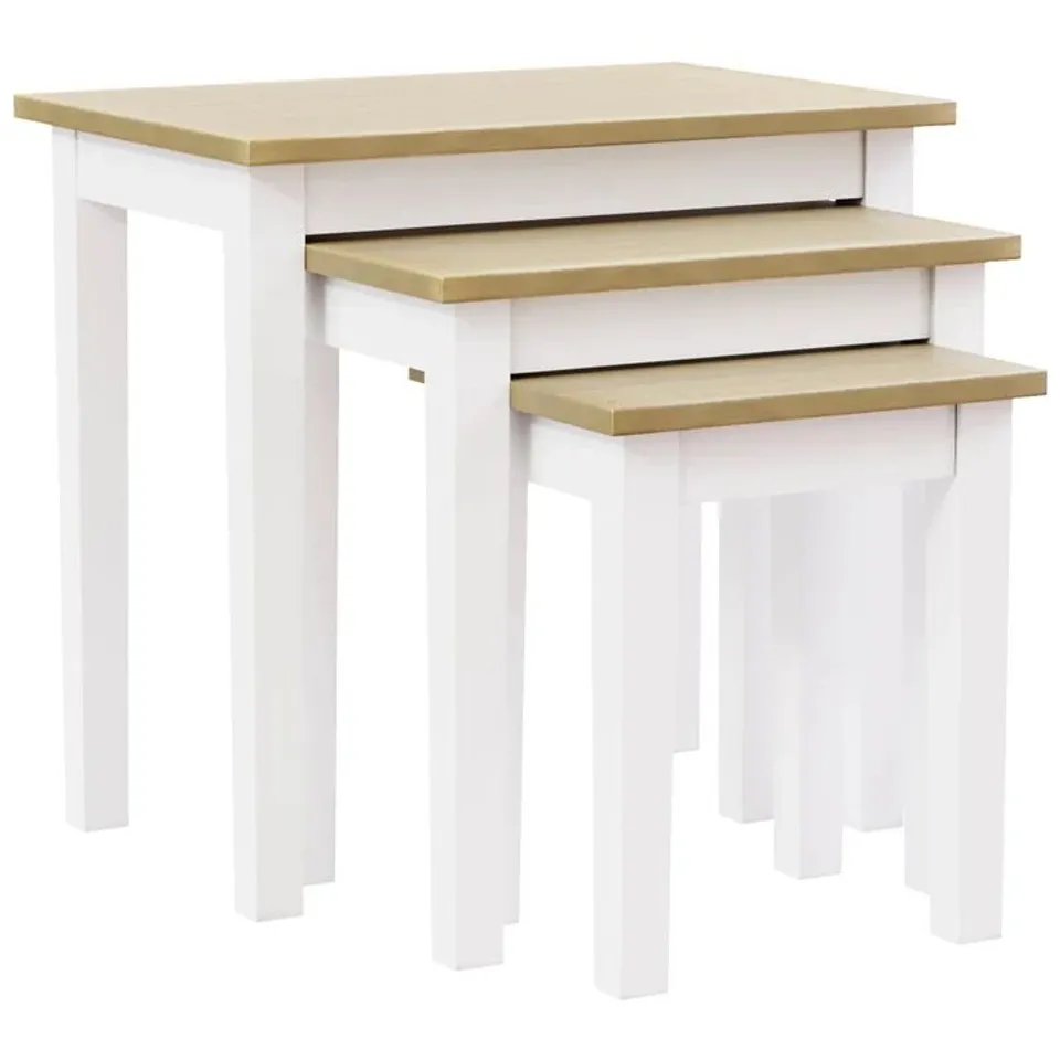 BOXED YORKSHIRE NEST OF 3 TABLES - OAK & WHITE (1 BOX)