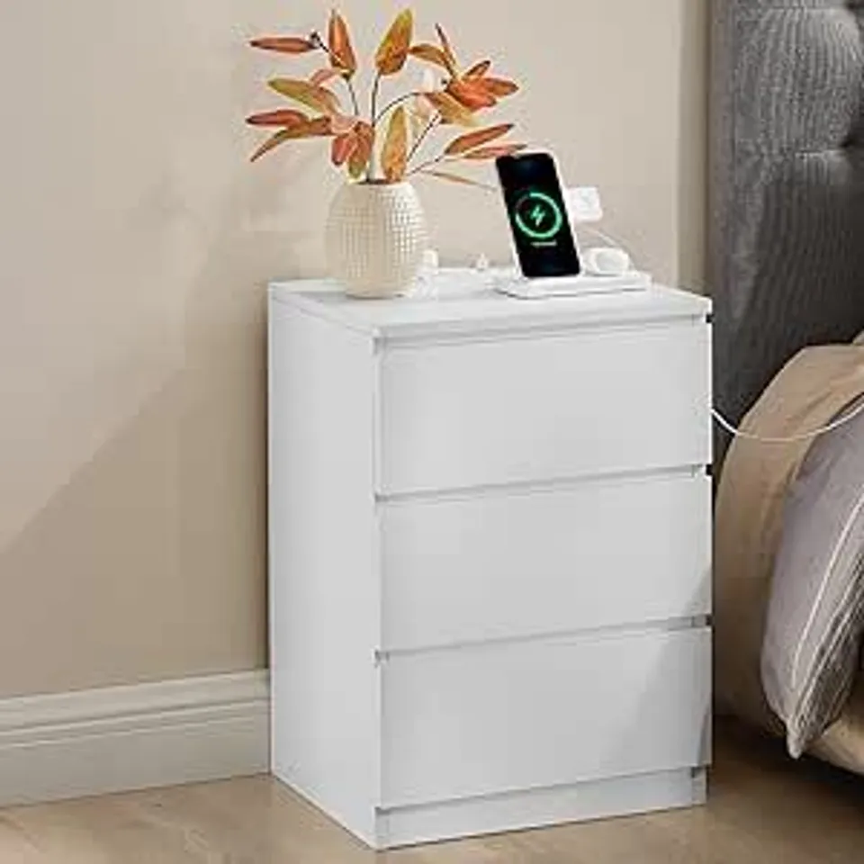 VASAGLE KAILYN COLLECTION - BEDSIDE TABLE WITH POWER STRIP