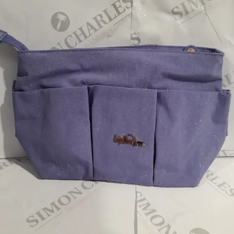 KIPLING GLITTER VALORA POUCH IN NAVY IN LILAC