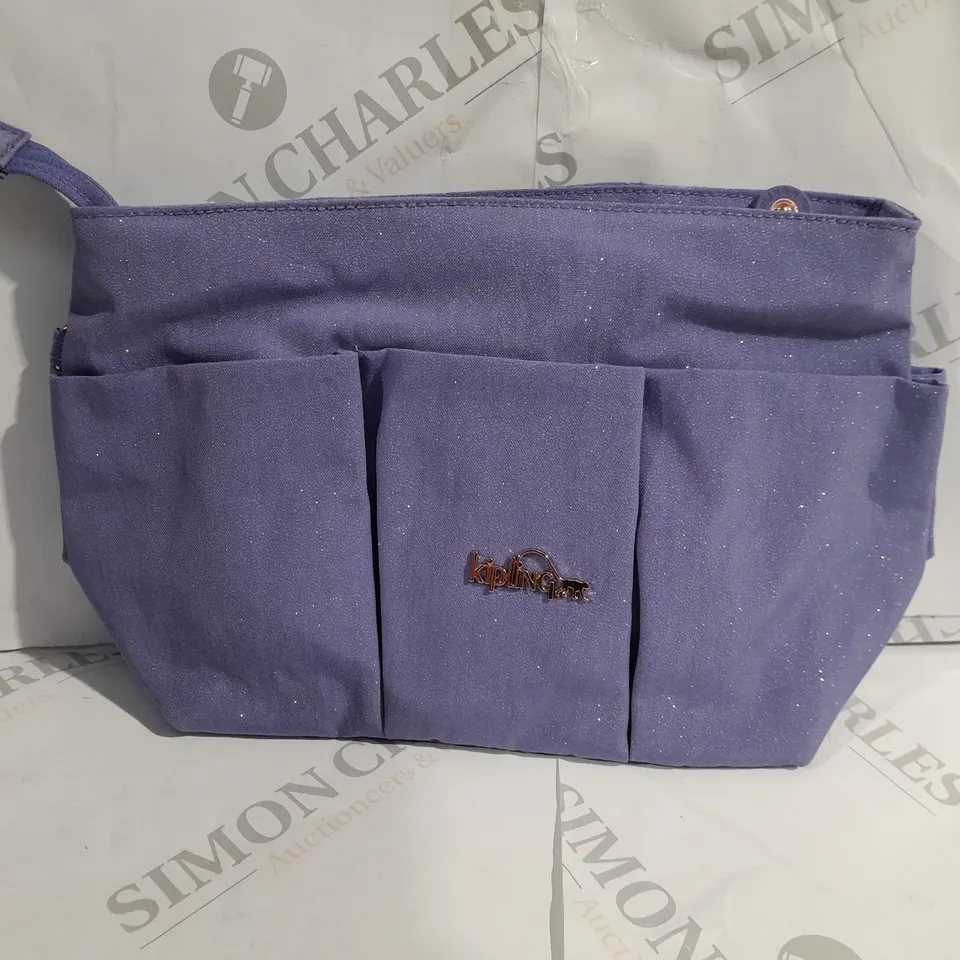 KIPLING GLITTER VALORA POUCH IN NAVY IN LILAC