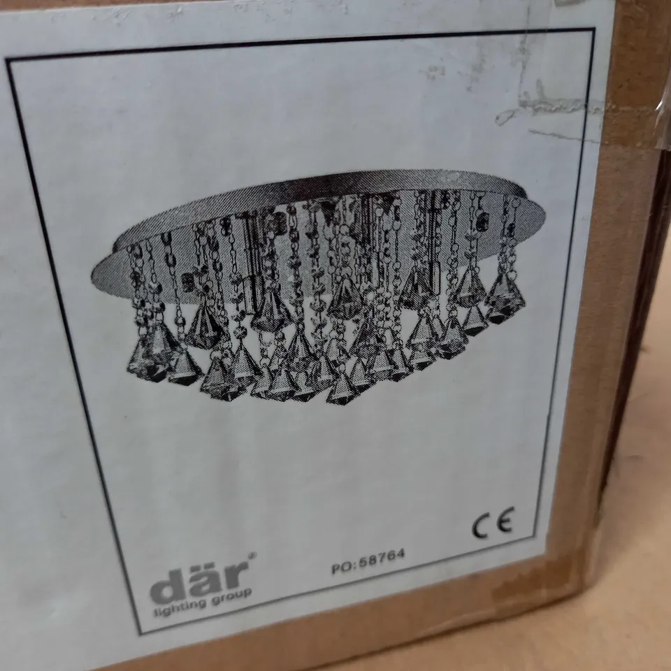 NIKO 5-LIGHT FLUSH POLISHED CHROME AND CRYSTAL LIGHT FIXTURE