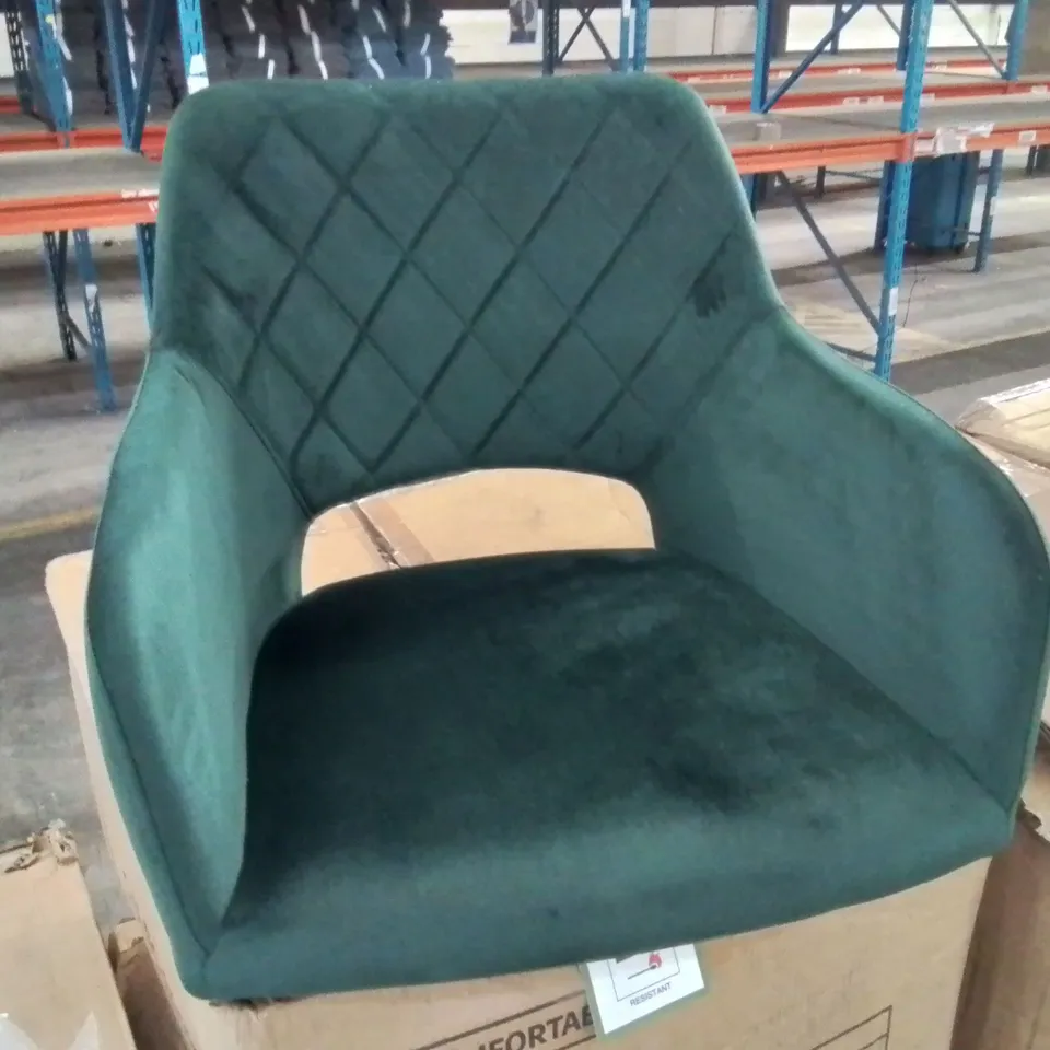 BOXED SET OF 2 STYLISH KIERAN DINING CHAIRS/BARSTOOLS [GREEN VELVET]