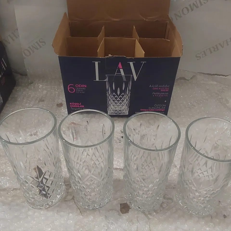 BOX OF 10x ASSORTED LAV ODIN GLASSES 