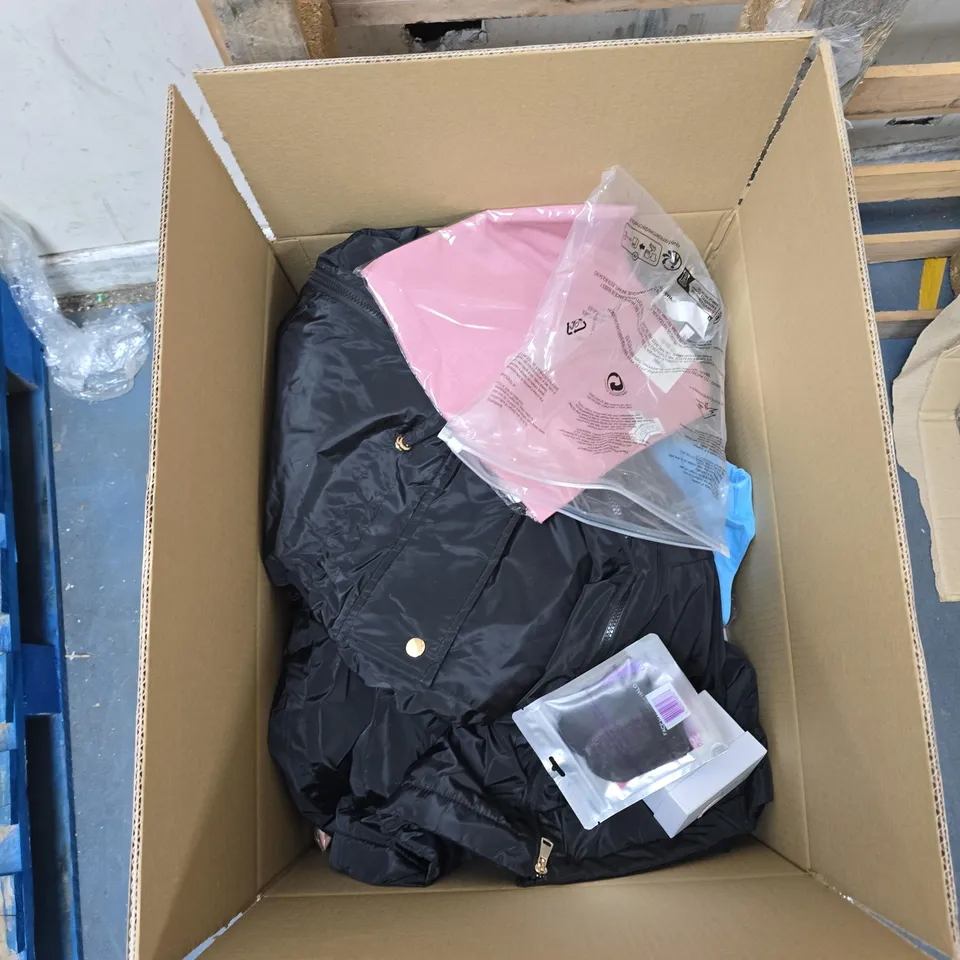 BOX OF APPROXIMATELY 15 ASSORTED ITEMS TO INCLUDE: LA MAREY LONG SLEEVED SHIRT