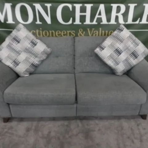 DESIGNER G PLAN MADE GREY FABRIC LARGE TWO SEATER SOFA