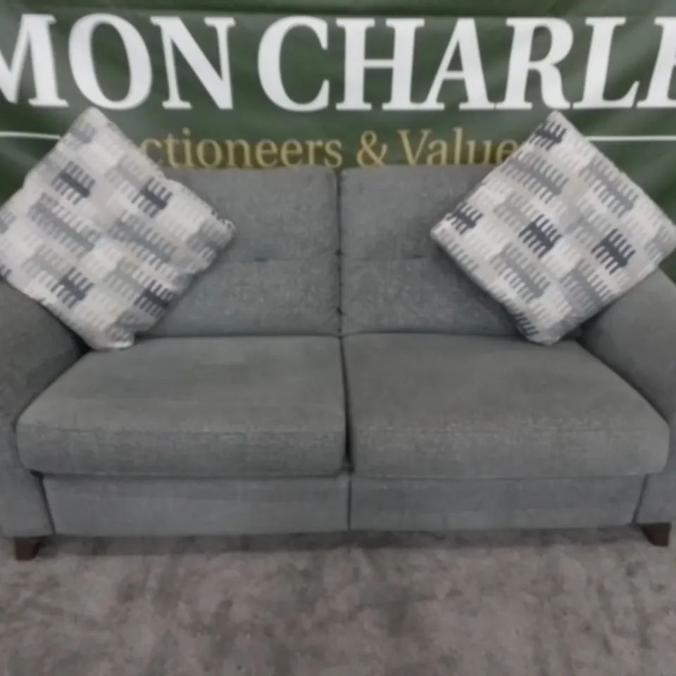 DESIGNER G PLAN MADE GREY FABRIC LARGE TWO SEATER SOFA