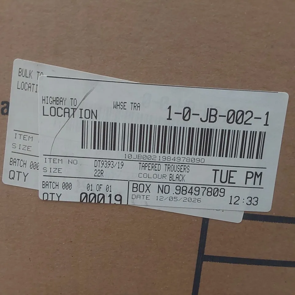 BOX CONTAINING APPROXIMATELY 19x BRAND NEW CAPSULE BLACK TAPERED TROUSERS