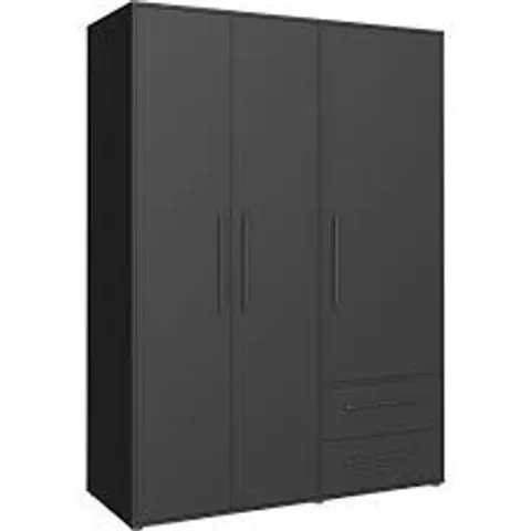 BOXED 3 DOOR WARDROBE - MATTE BLACK (3 BOXES)