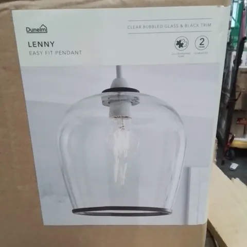 BOXED LENNY EASY FIT PENDENT CLEAR BUBBLED GLASS AND BLACK TRIM