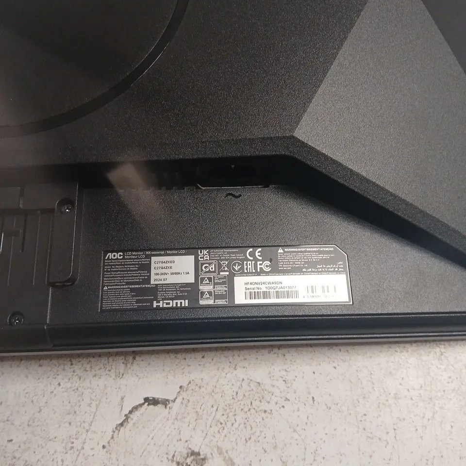 AOC GAMING MONITOR – CURVED DISPLAY, HDMI, BOXED POWERS ON