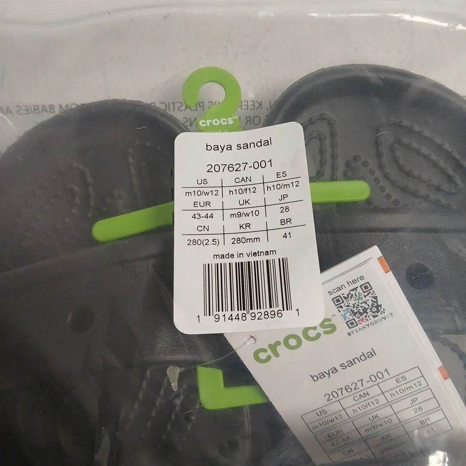 CROCS BAYA SANDAL – BLACK, UNISEX, UK 9 (EU 43-44)