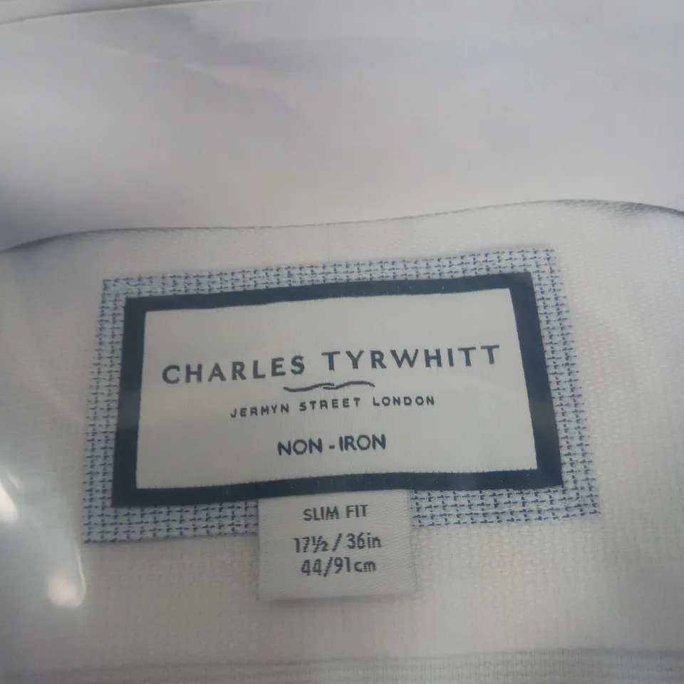 BAGGED CHARLES TYRWHITT NON-IRON WHITE LONG SLEEVE SHIRT - SLIM 36" / 17.5