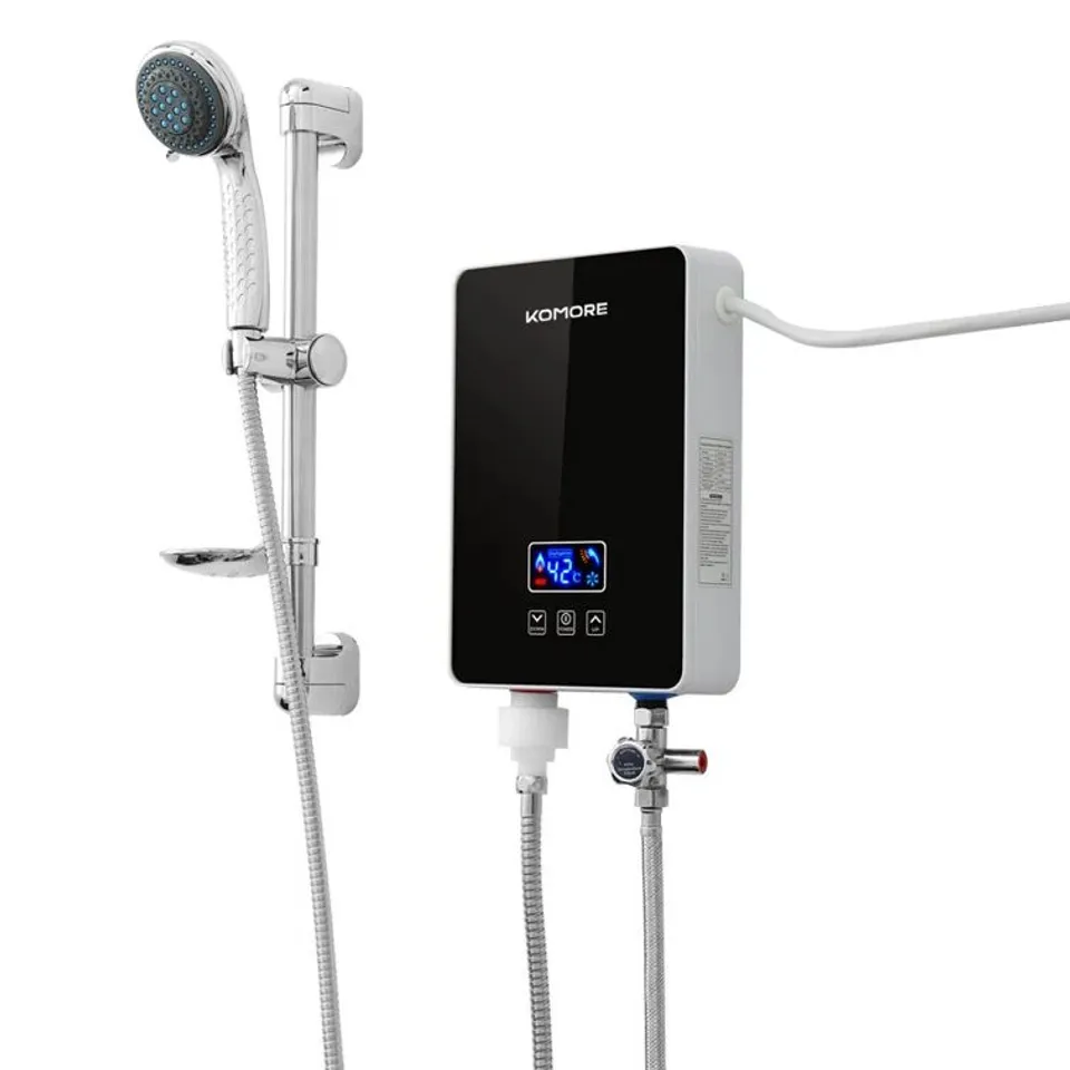 BOXED 6KW TANKLESS ELECTRIC WATER HEATER WITH SHOWER HEAD DIGITAL TEMPERATURE DISPLAY 