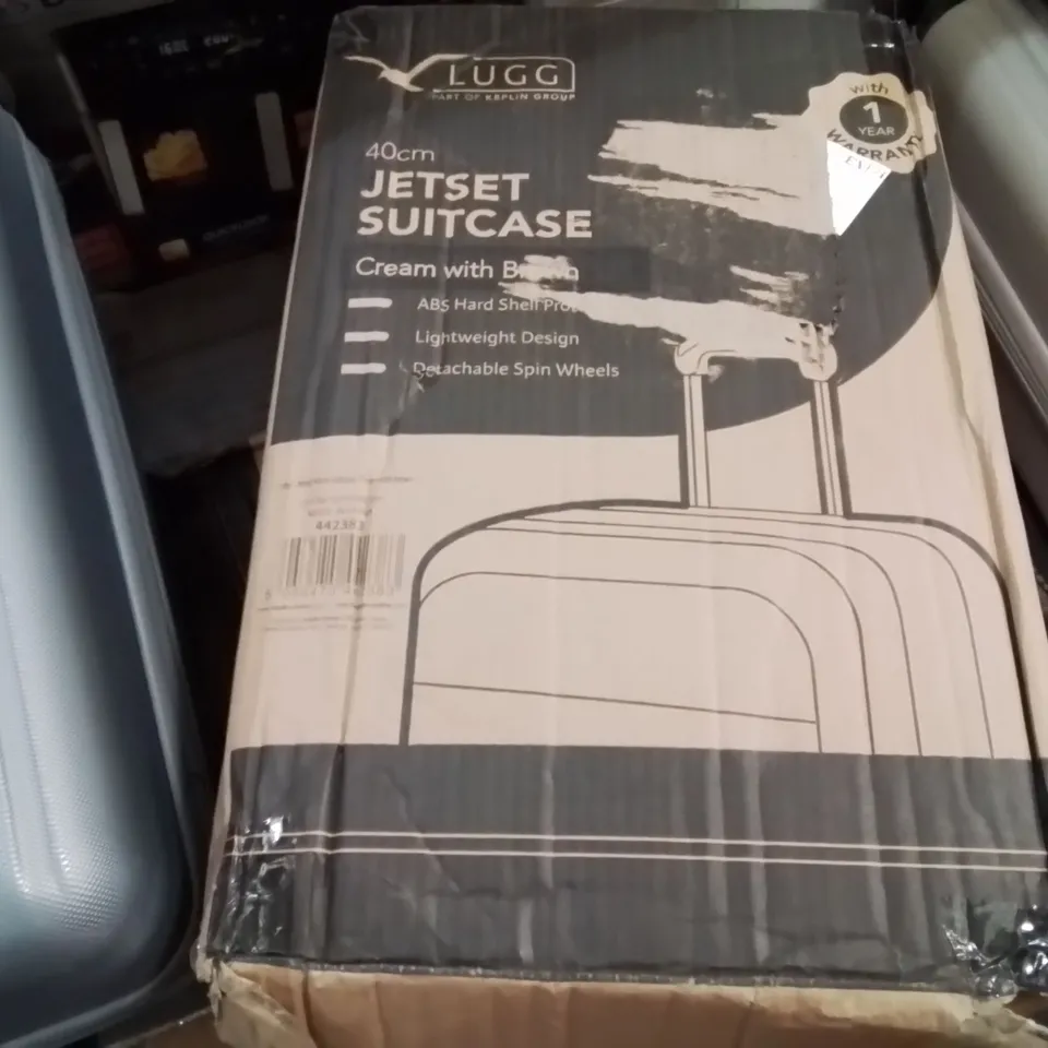 BOXED LUGG 40CM JETSET SUITCASE CREAM & BROWN