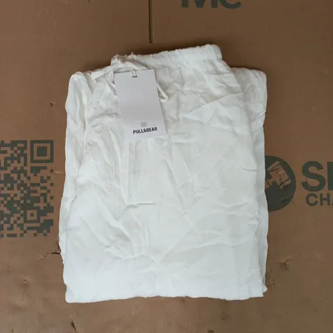 PULL & BEAR GENIE LINEN BALLOON PANTS IN WHITE SIZE MEDIUM
