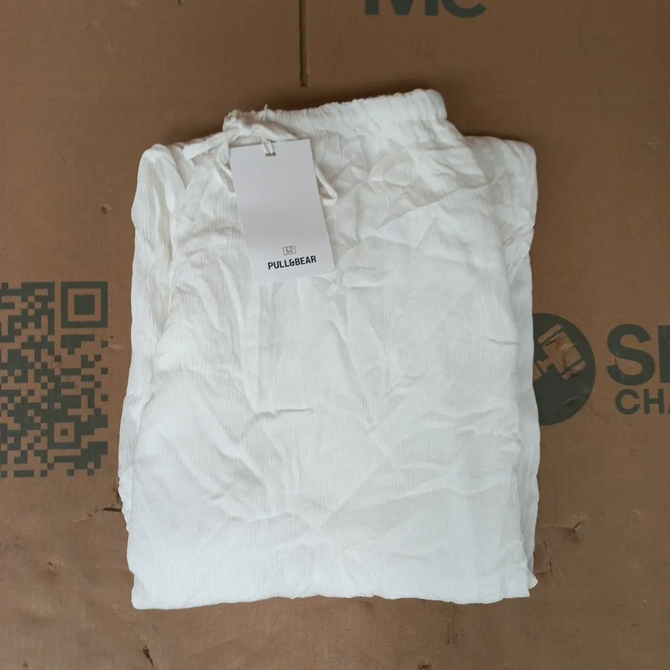PULL & BEAR GENIE LINEN BALLOON PANTS IN WHITE SIZE MEDIUM