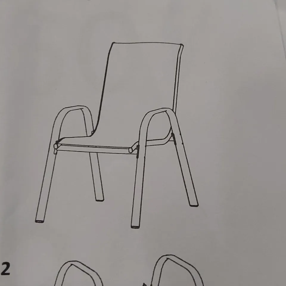 BOXED SET OF APPROXIMATELY 4 OUTDOOR DINING GARDEN CHAIRS (1 BOX)