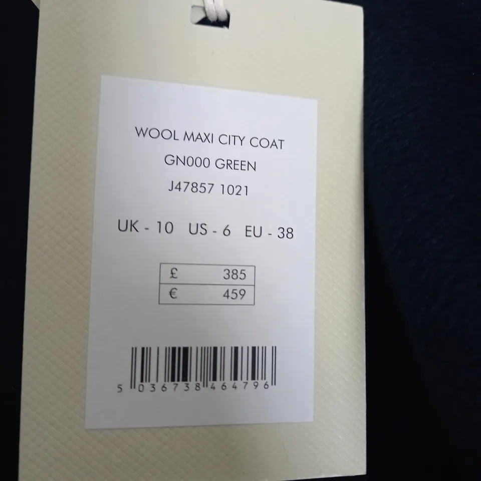JIGSAW WOOL MAXI CITY COAT IN GREEN SIZE 10