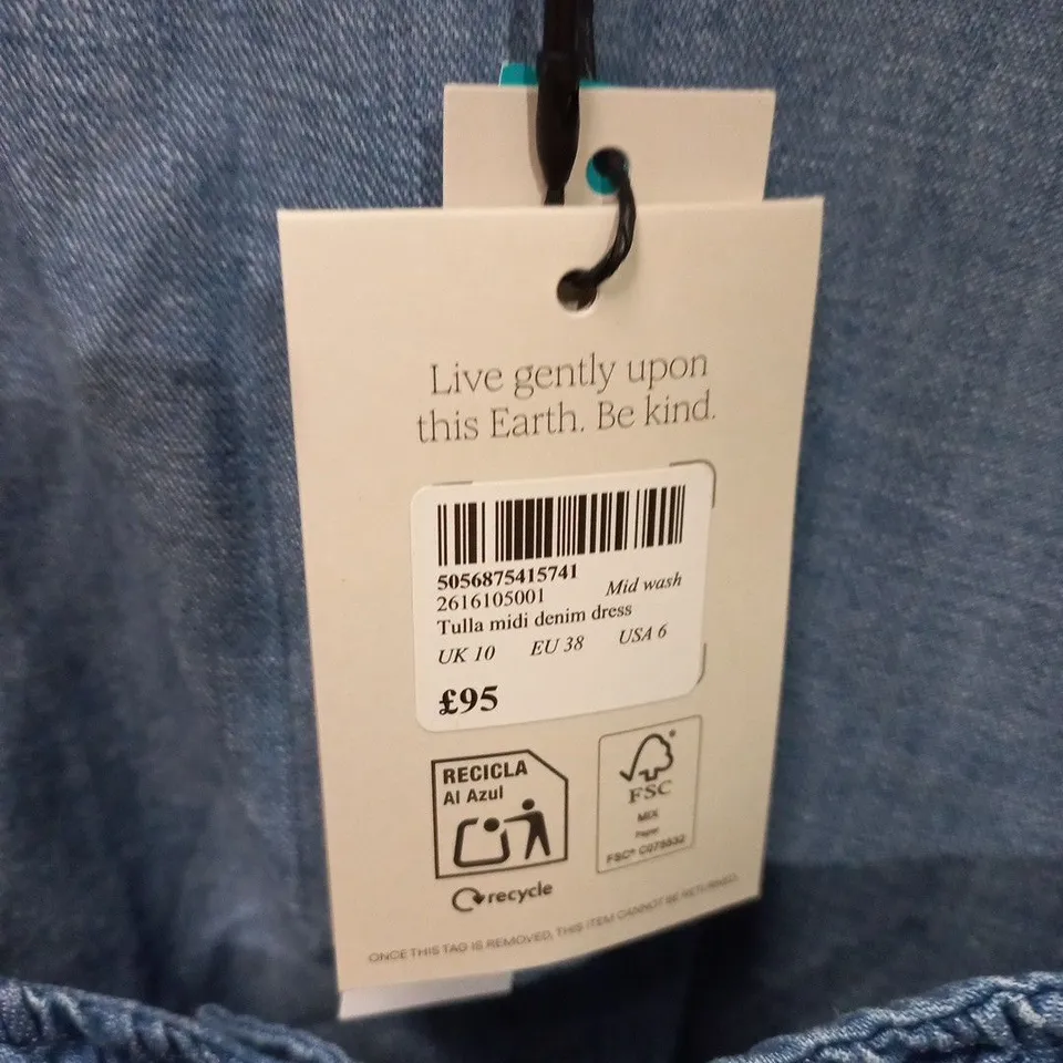 NOBODYS CHILD TULLA MIDI DENIM DRESS - UK 10