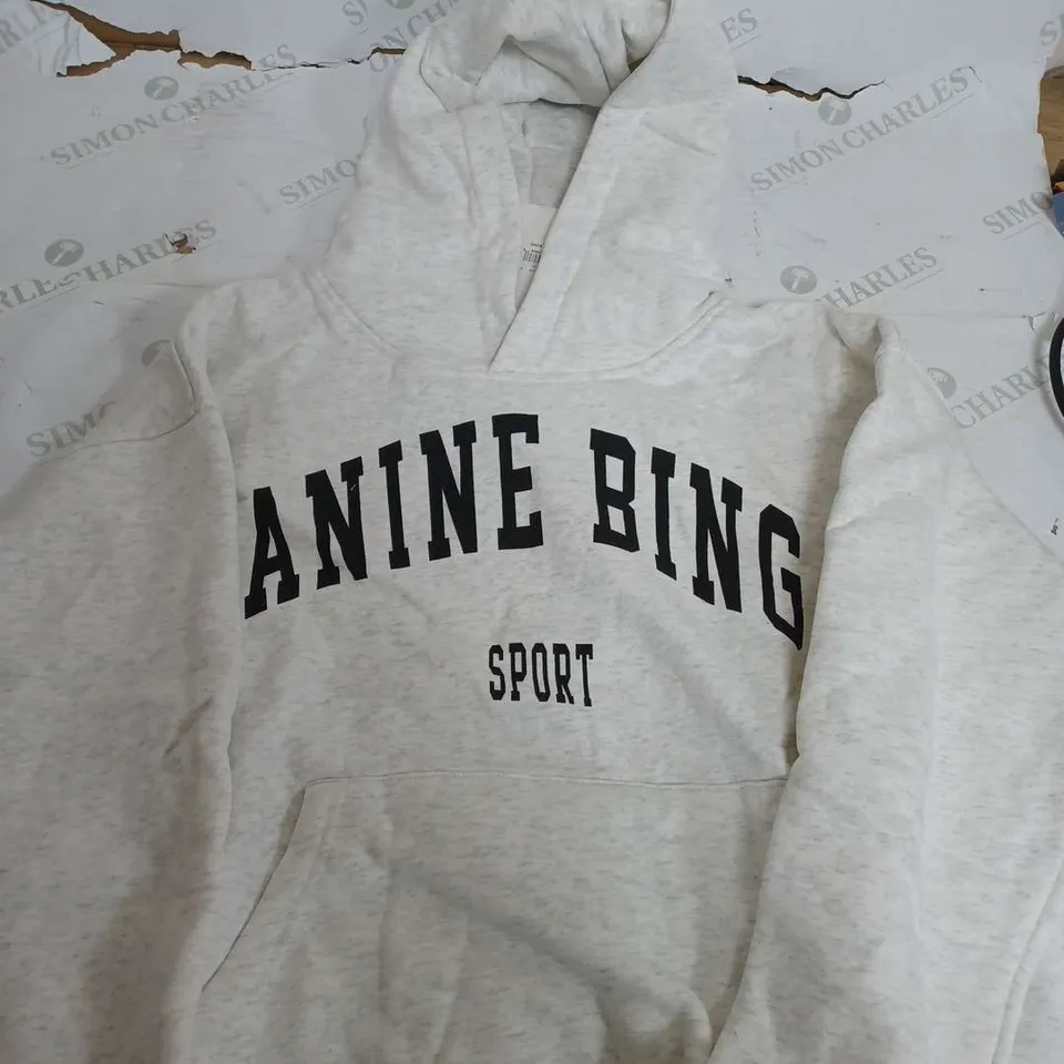 ANINIE BING HEATHER LIGHT GREY SOFT HOODIE - MEDIUM