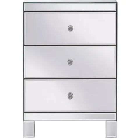 BOXED PARISIAN MIRRORED 3 DRAWER READY ASSEMBLED BEDSIDE CHEST - COLLECTION ONLY