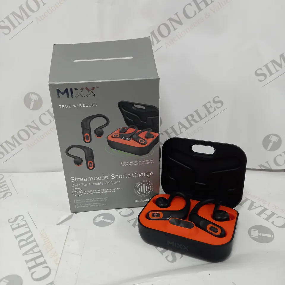 BOXED MIXX TRUE WIRELESS STREAMBUDS SPORTS CHARGE OVER EAR FLEXIBLE EARBUDS 