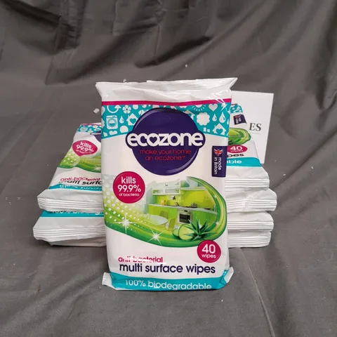 LOT OF 8 PACKS OF ECOZONE ANTI-BACTERIAL MULTI SERVICE CLEANING WIPES 