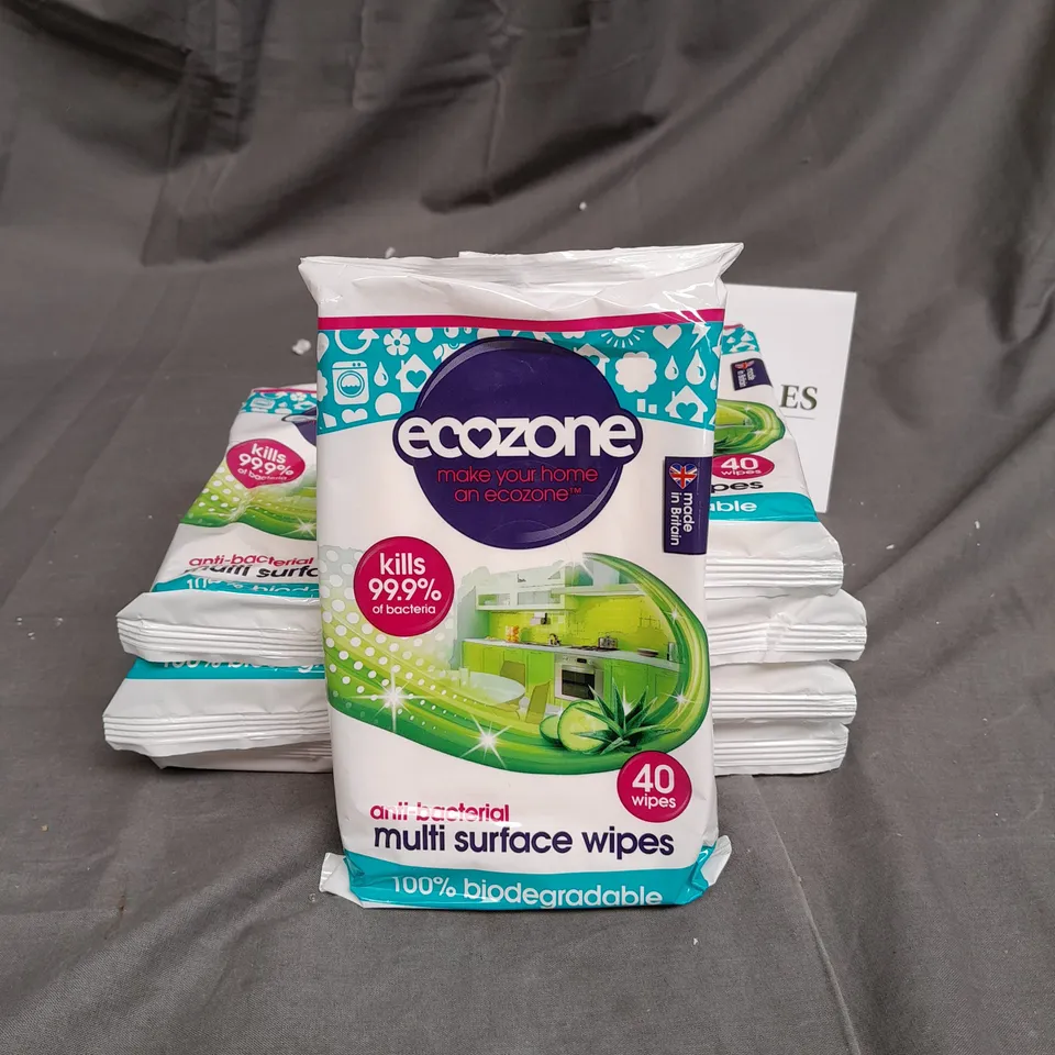 LOT OF 8 PACKS OF ECOZONE ANTI-BACTERIAL MULTI SERVICE CLEANING WIPES 