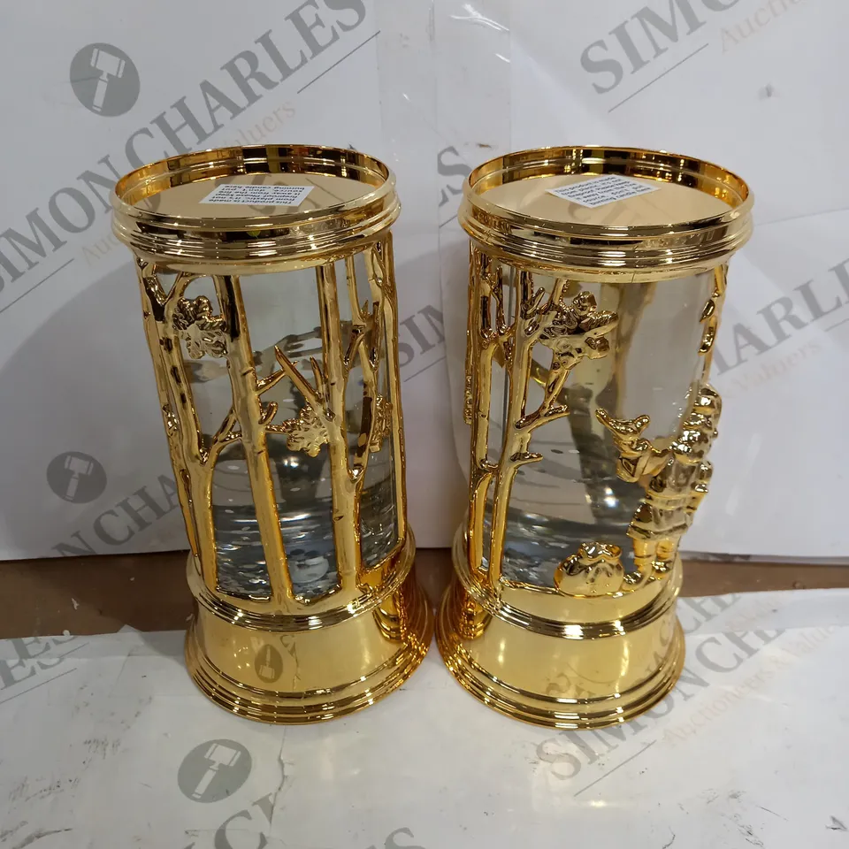 HOME REFLECTIONS PAIR OF PRELIT SWIRLING GLITTER SCENIC PILLARS