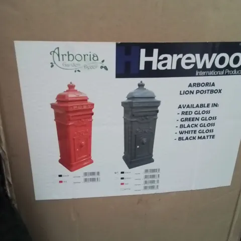 BOXED ARBORIA LION POST BOX BLACK
