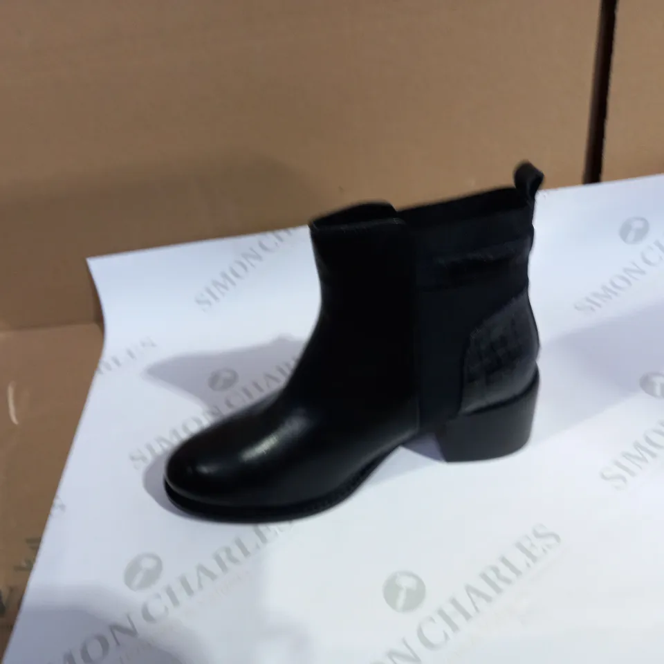 DUNE POETIC BLOCK HEEL BUCKLE ANKLE BOOTS - BLACK - UK 5