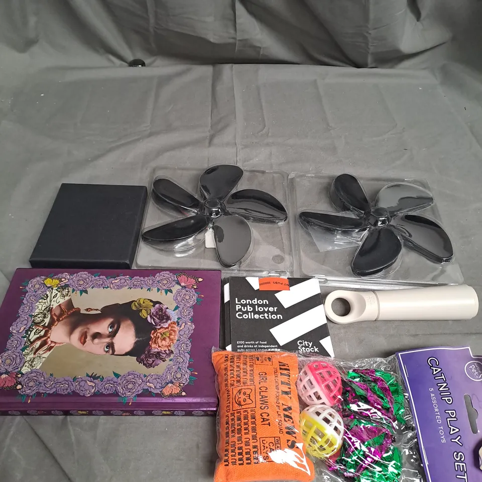 APPROXIMATELY 20 ASSORTED HOUSEHOLD ITEMS TO INCLUDE FANS , PLAY SETS , BOOKS , ETC