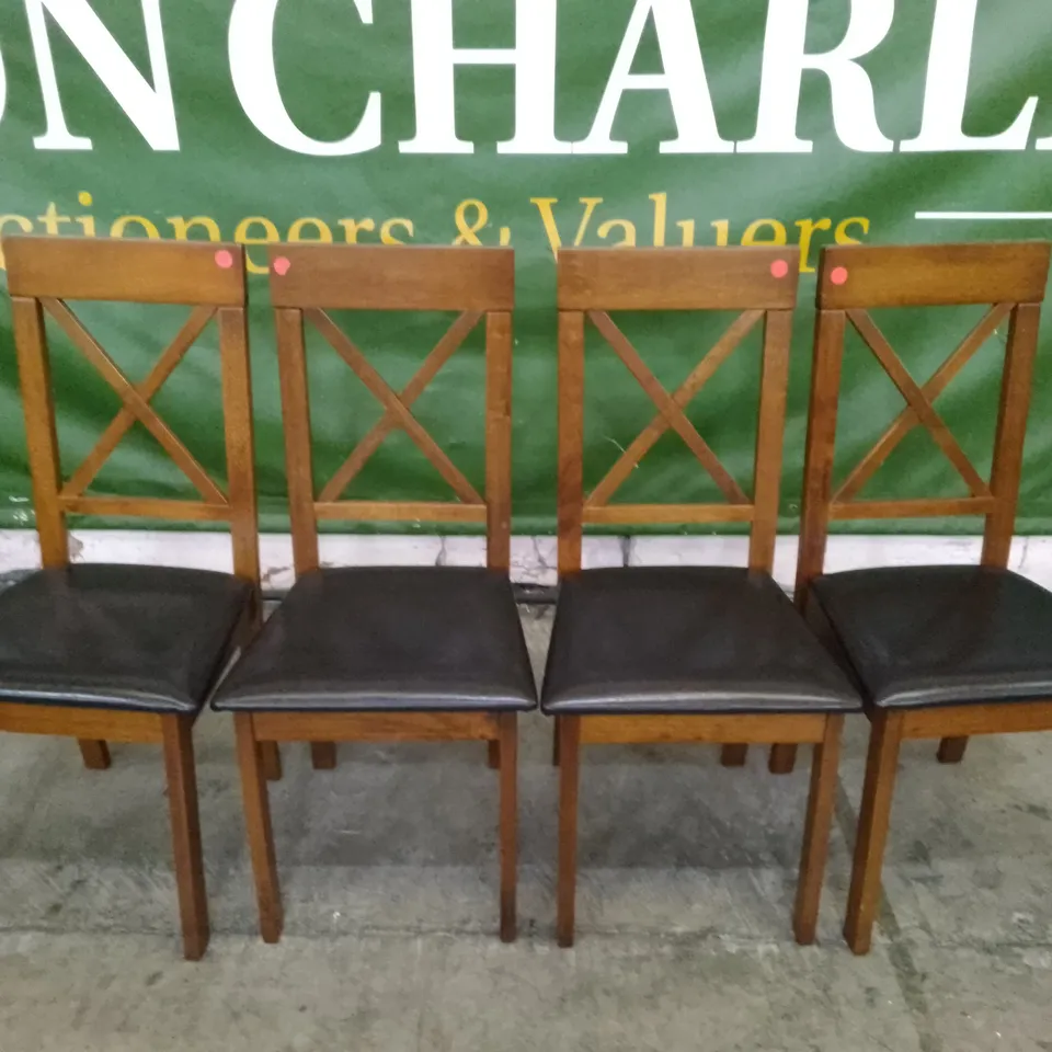 SET OF 4 NEW KENDAL DARK WOOD DINING CHAIRS 
