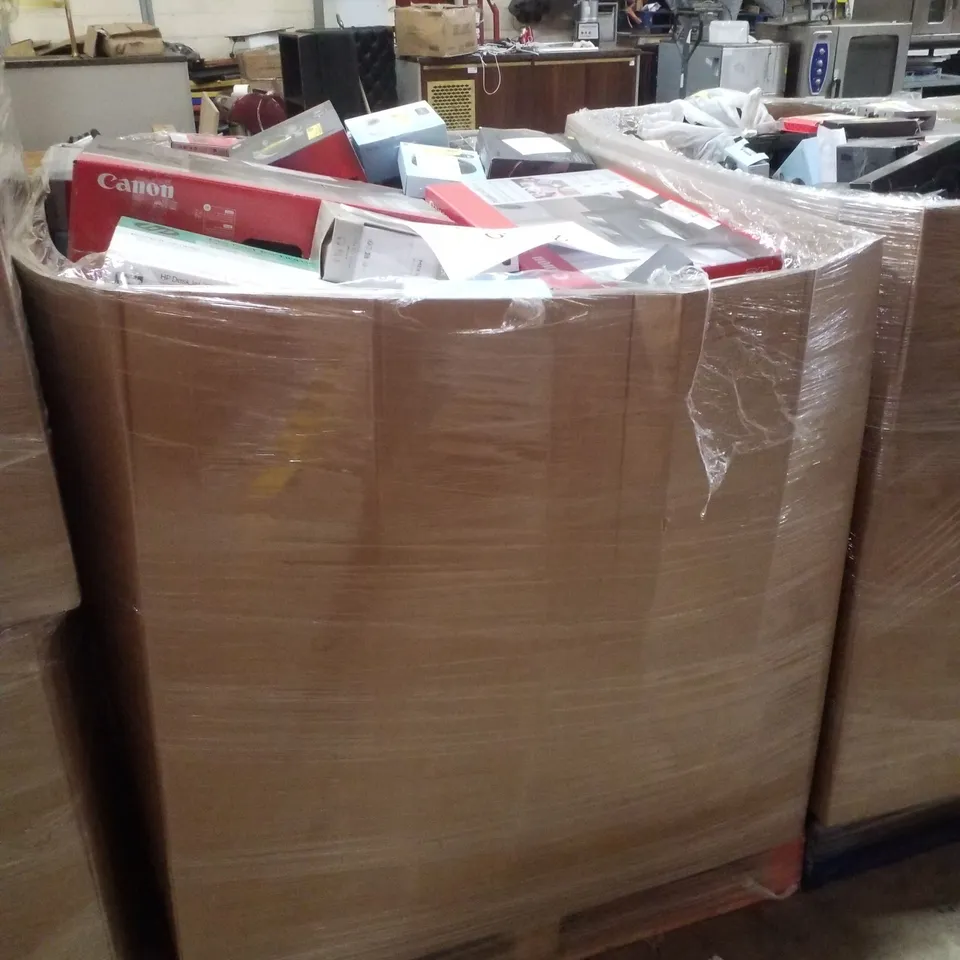 PALLET CONTAINING ASSORTED ELECTRICAL RETURNS INCLUDING CANON PIXMA PRINTER, HP PRINTER, WIRELESS HEADPHONES, LIGHT BAR & AERIAL ANTENNAS