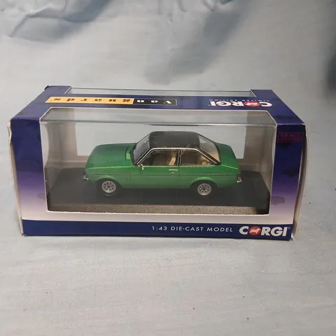 CORGI 1:43 FORD ESCORT MK2 1.3 GHIA JADE GREEN DIE-CAST MODEL CAR – BOXED